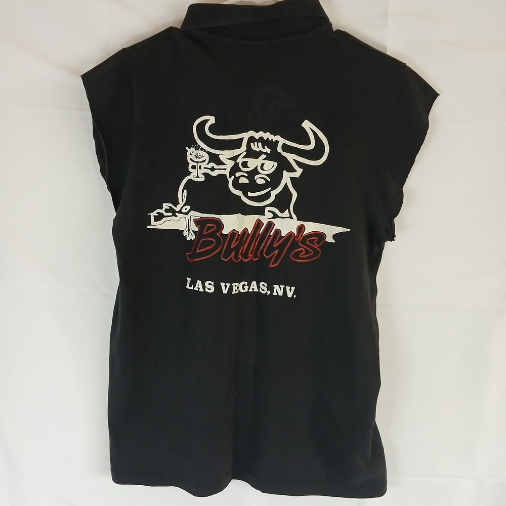 Vintage Stedman Bullys Las Vegas NV Sleeveless Polo Shirt Black Mens Small USA